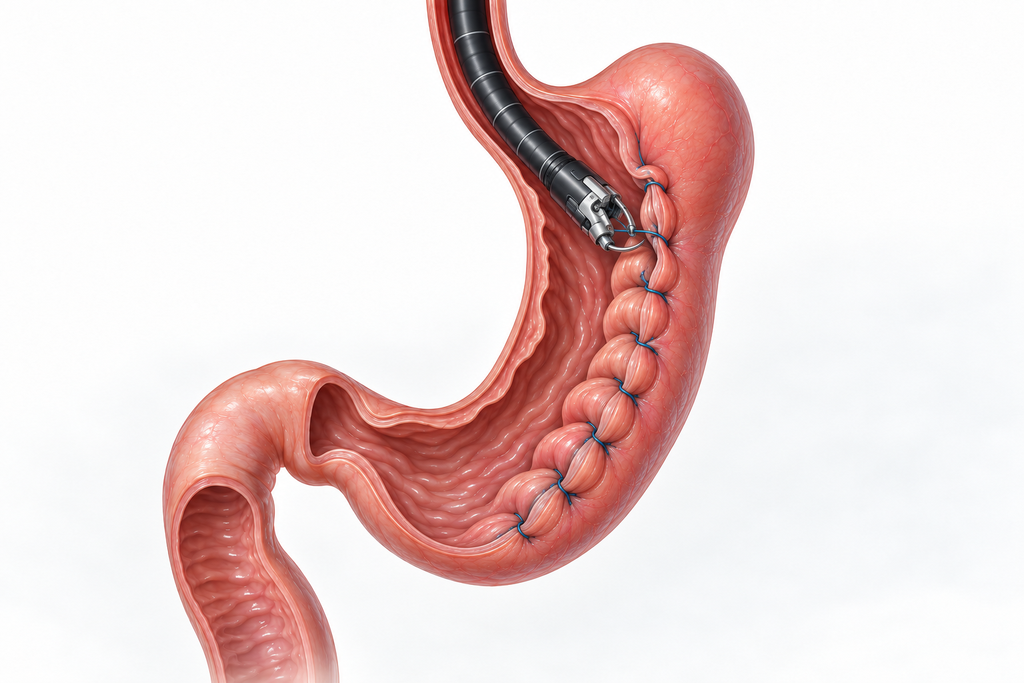 Gastroplastia endoscópica en manga con sistema de sutura endoscópica