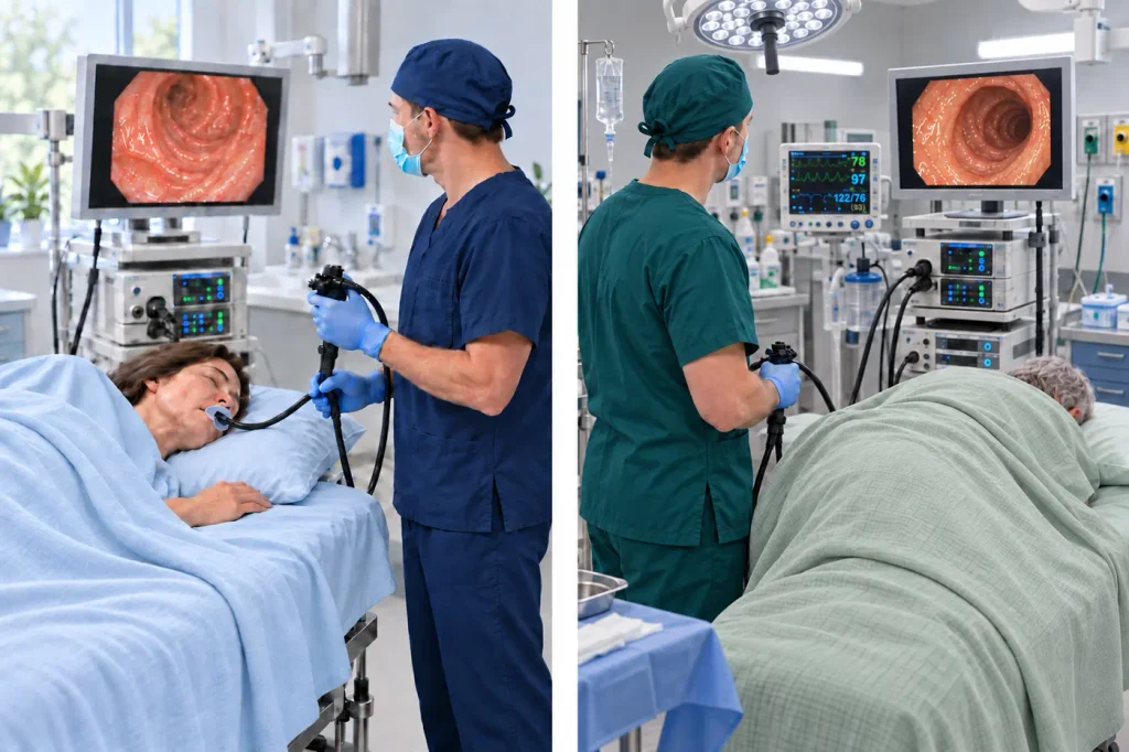 Endoscopista realizando una endoscopia digestiva superior y una colonoscopia en Monterrey